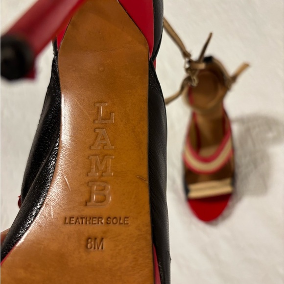 L.A.M.B. Red black.& Vanetta leather heels size 8 vintage - Picture 6 of 10